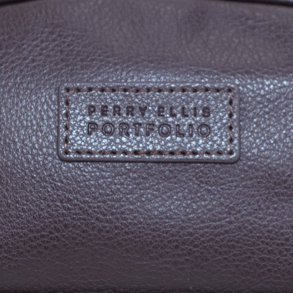 Perry Ellis Portfolio Dome Toiletry Faux Leather Travel Bag - Brown - NWT - Picture 5 of 14